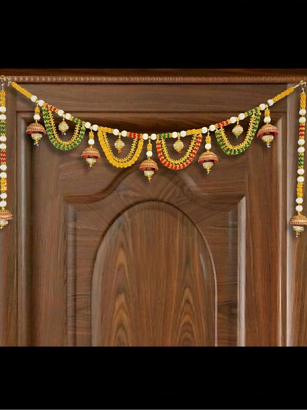 Festive Handmade Beaded Door Toran with 2 Matching side Hangings